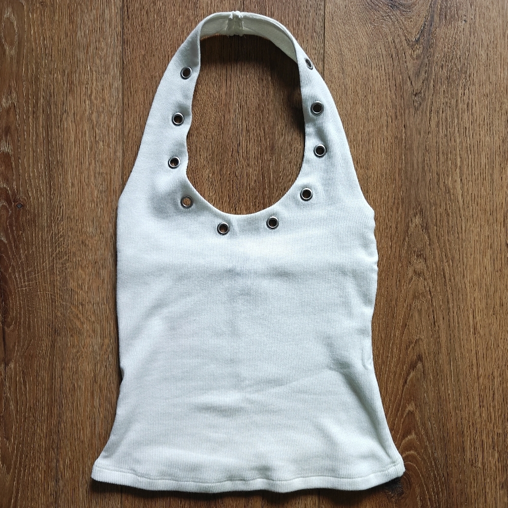 NEW Windsor Grommeted White Halter Top, Size XS
